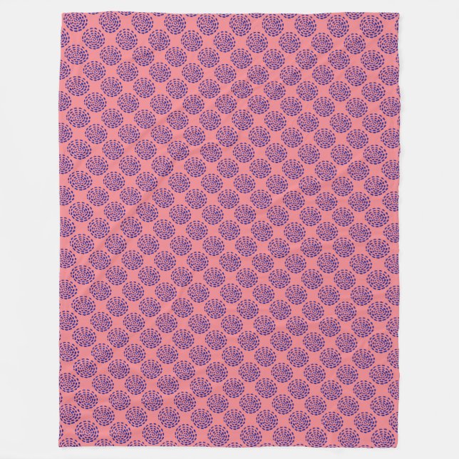 Couverture Polaire Motif indigo bleu foncé rayé sur rose (Devant)
