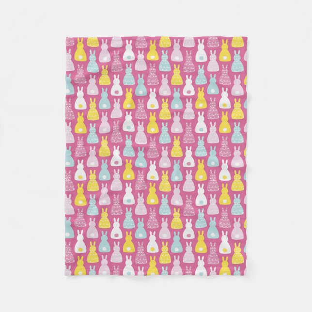 Couverture Polaire Motif lapin lapin de Pâques rose mignon (Devant)