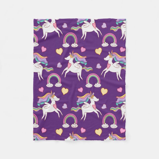 Couverture Polaire Motif Licorne Drôle Magique Cheval Mignon       (Devant)