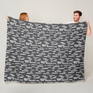 Couverture Polaire Motif Lignes arrondies Blanc sur Graphite