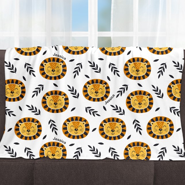 Couverture Polaire Motif Lion Jungle avec nom enfant (Créateur téléchargé)