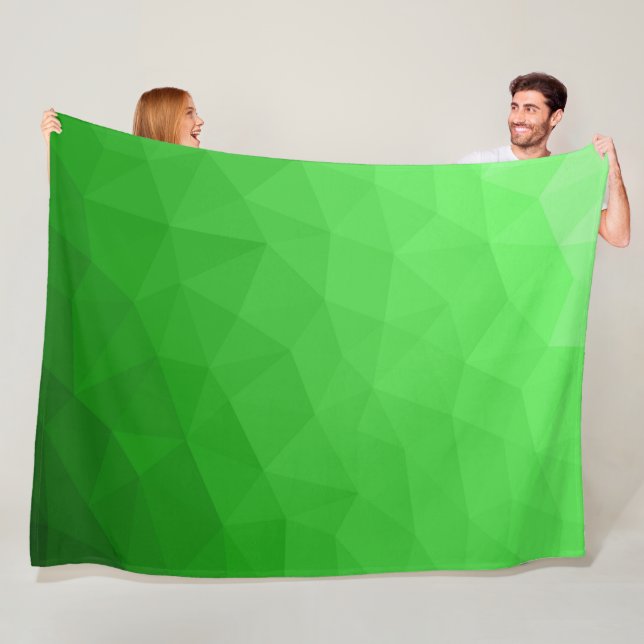 Couverture Polaire Motif lumineux à maillage géométrique dégradé vert (En situation)