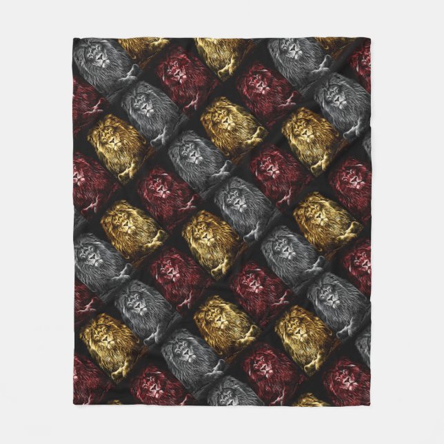 Couverture Polaire Motif Majestic Trio Lions (Devant)