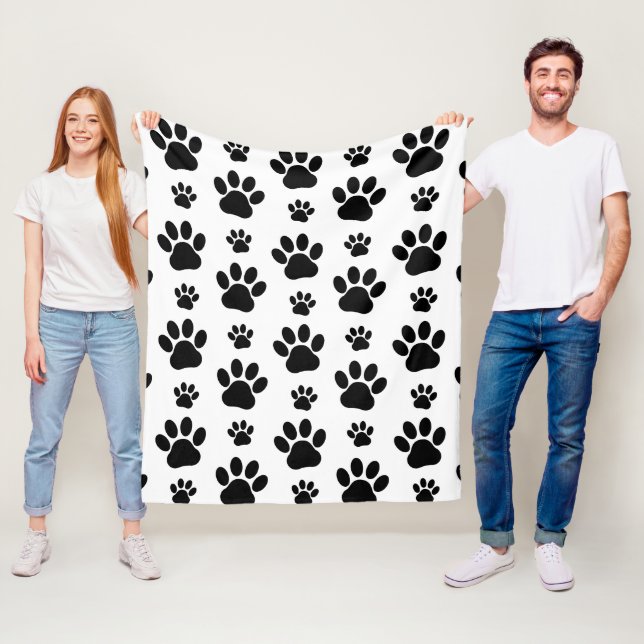 Couverture Polaire Motif mâle, pattes de chien, Empreintes de pattes, (En situation)