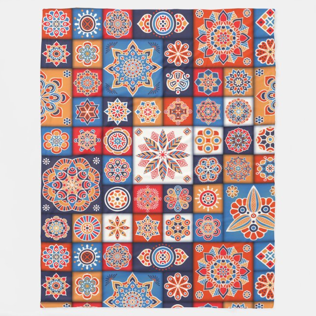 Couverture Polaire Motif Mandala/Carrelage marocain (Devant)