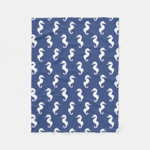 Couverture Polaire Motif Maritime Bleu Et Blanc