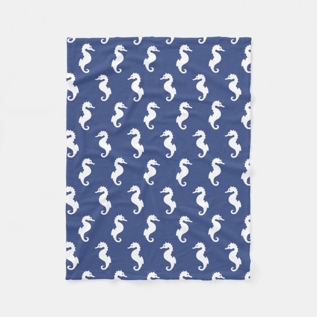 Couverture Polaire Motif Maritime Bleu Et Blanc (Devant)