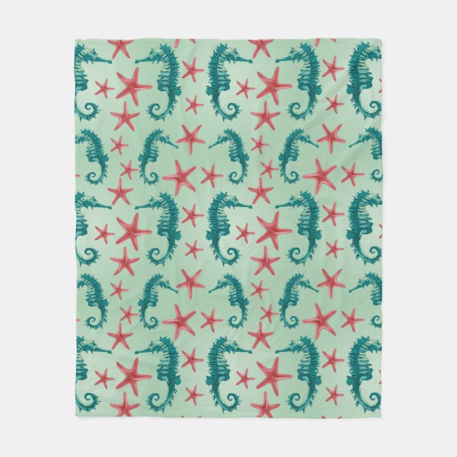 Couverture Polaire Motif maritime Turquoise 2 (Devant)