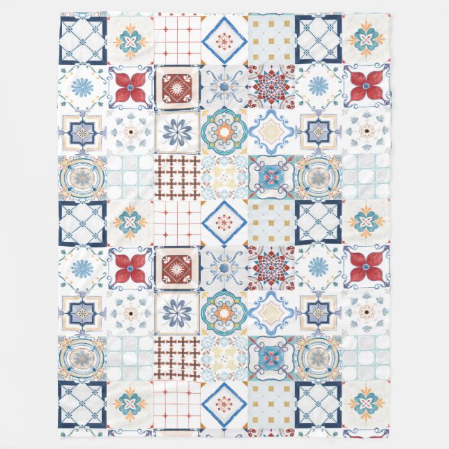 Couverture Polaire Motif marocain en carreaux (Devant)