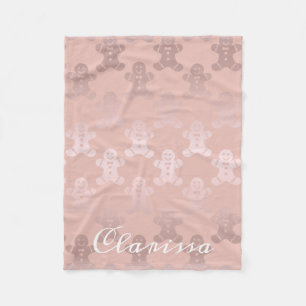 Couverture Polaire Motif mignon de bonhomme en pain d'épice d'or de