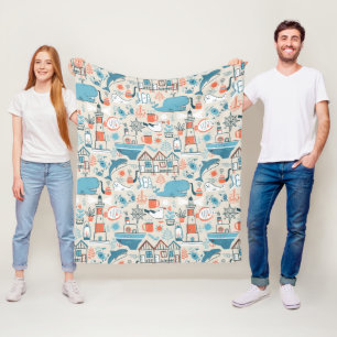 Couverture Polaire Motif mignon de griffonnage de la Mer du Nord