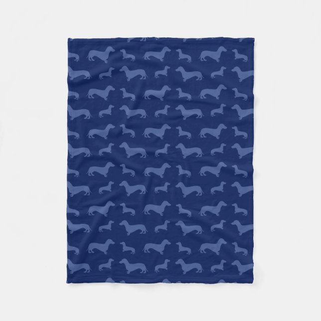 Couverture Polaire Motif mignon de teckel de bleu marine (Devant)