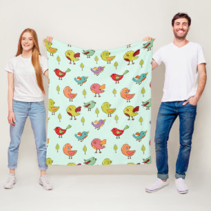 Couverture Polaire Motif mignon d'oiseaux Whimsical à main