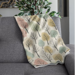 Couverture Polaire Motif minimaliste de l'arbre d'automne Pastel Forê