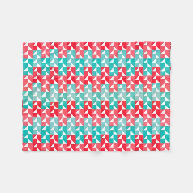 Couverture Polaire Motif moderne bleu et rouge d'Aqua géométrique (Devant (Horizontal))