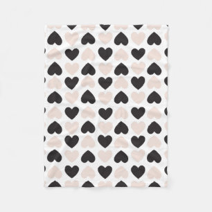 Couverture Polaire Motif moderne Blush Rose Black Love Hearts