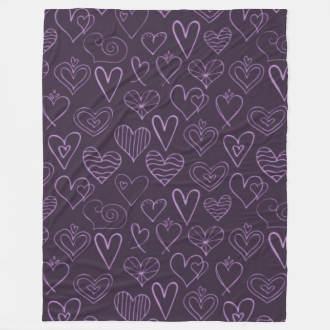 Couverture Polaire Motif moderne de coeur foncé violet (Devant)