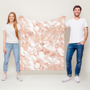 Couverture Polaire Motif moderne en marbre blanc et Rose en or