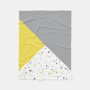 Couverture Polaire Motif moderne géométrique gris-jaune Terrazzo