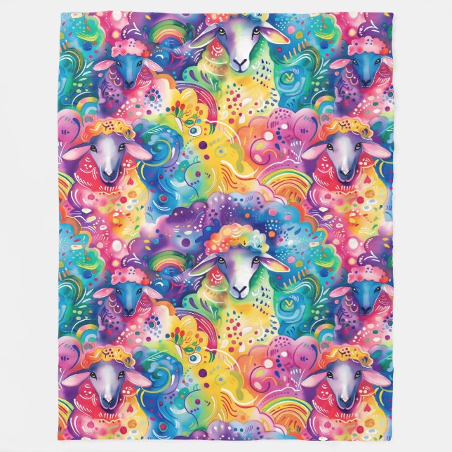 Couverture Polaire Motif mouton coloré (Devant)