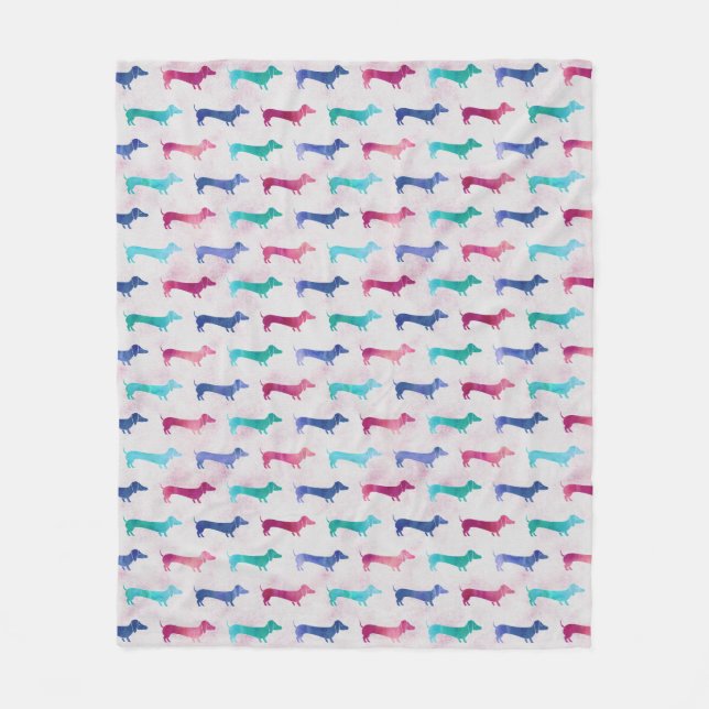 Couverture Polaire Motif multicolore de teckel (Devant)