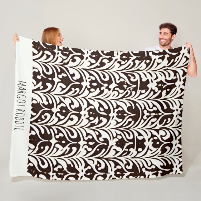Couverture Polaire Motif noir blanc de l'ornement africain (En situation)