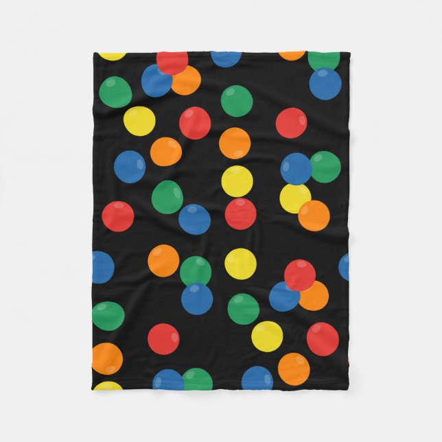 Couverture Polaire Motif noir de balle coloré (Devant)