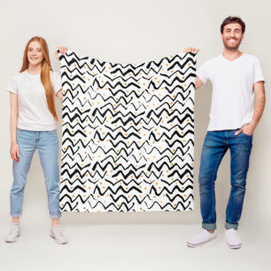 Couverture Polaire Motif noir de courses et de points de brosse