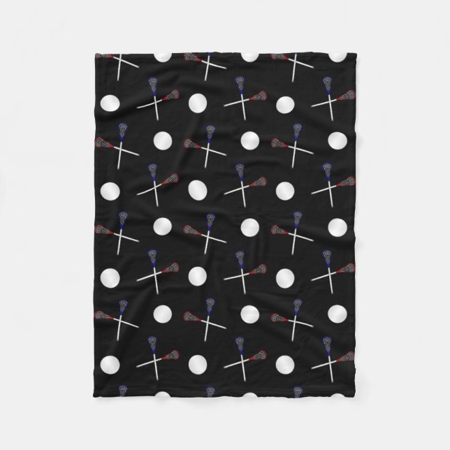 Couverture Polaire Motif noir de lacrosse (Devant)