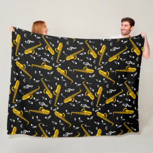 Couverture Polaire Motif note musique saxophone