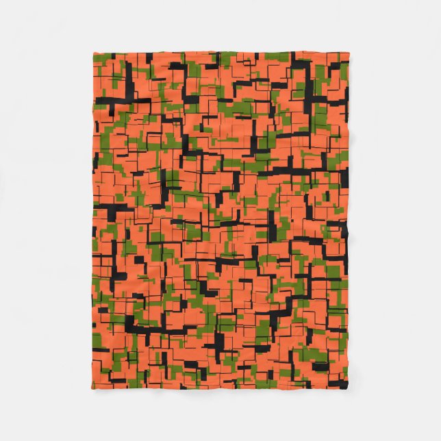 Couverture Polaire Motif numérique Camo vert orange noir (Devant)