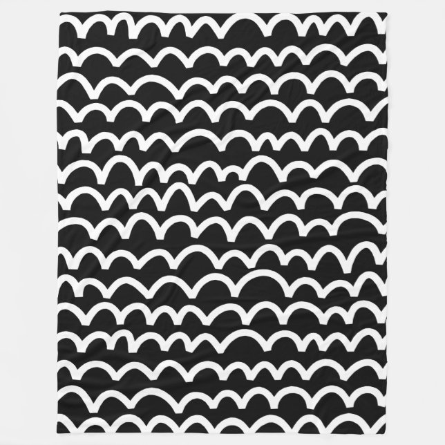 Couverture Polaire Motif ondulé - Blanc sur noir (Devant)