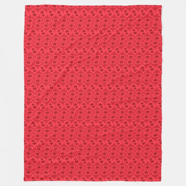 Couverture Polaire Motif optique Coeurs rouges (Devant)