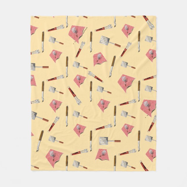Couverture Polaire Motif Outils barbecue (Devant)
