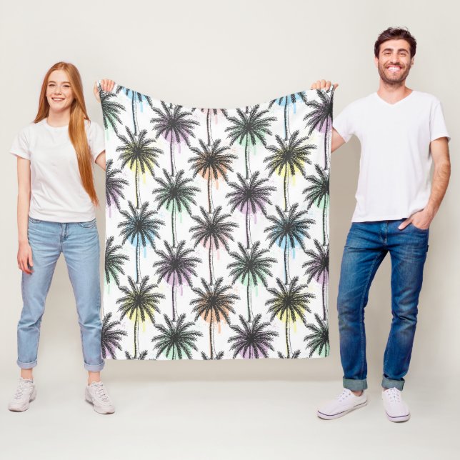 Couverture Polaire Motif Paint Drop Palm Tree (En situation)