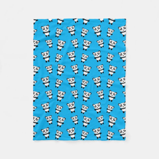 Couverture Polaire Motif panda bleu ciel mignon (Devant)