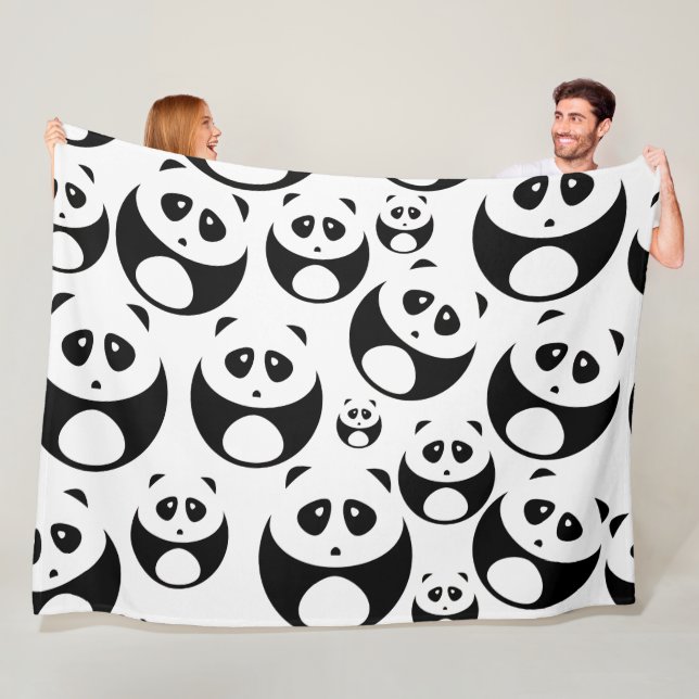 Couverture Polaire Motif Panda noir et blanc Kawaii (En situation)