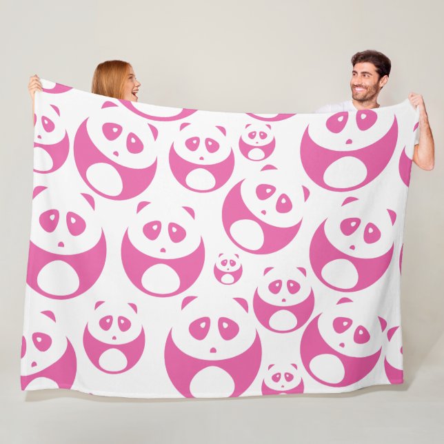 Couverture Polaire Motif Panda rose et blanc Kawaii Baby (En situation)
