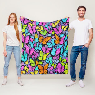 Couverture Polaire Motif papillon coloré