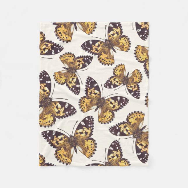 Couverture Polaire Motif papillon de femme peinte (Devant)