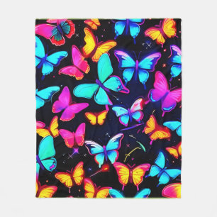 Couverture Polaire Motif Papillon Néon