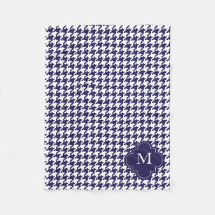 Couverture Polaire Motif personnalisé de pied-de-poule de bleu marine