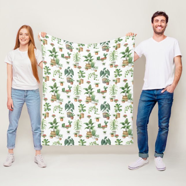 Couverture Polaire Motif Plante aquarelle (En situation)