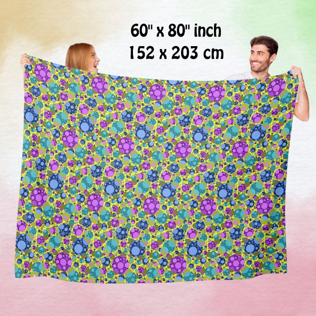 Couverture Polaire Motif pois rose bleu Turquoise - (Créateur téléchargé)