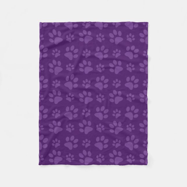 Couverture Polaire Motif pourpre d'empreinte de patte de chien (Devant)