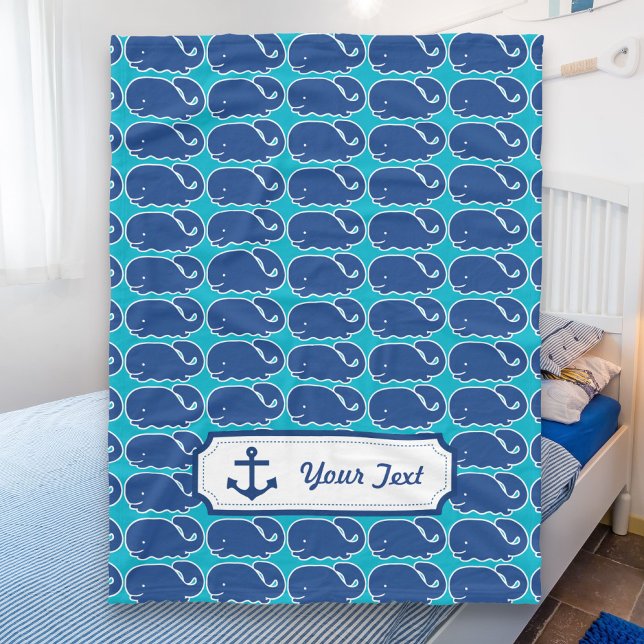 Couverture Polaire Motif préppy de baleine bleue marine personnalisé (Créateur téléchargé)