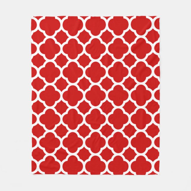 Couverture Polaire Motif Quatrefoil rouge et blanc (Devant)