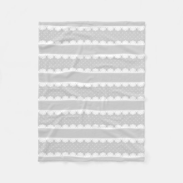 Couverture Polaire Motif rayé gris et blanc moderne de point de polka (Devant)