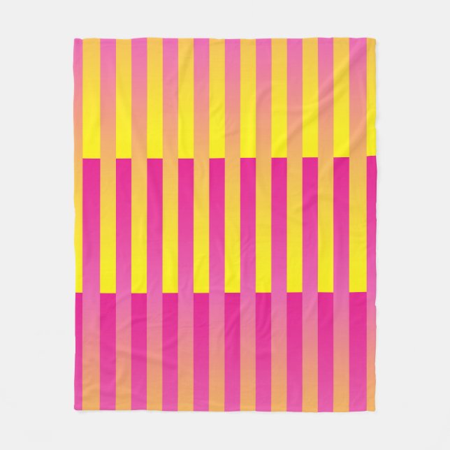 Couverture Polaire Motif rayé rose jaune orange (Devant)