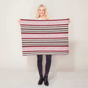 Couverture Polaire motif rayé rouge et blanc